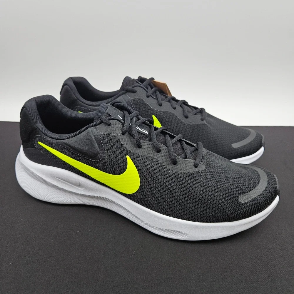 Nike Revolution 7 Mens Running Shoes Black Volt FB2207-010 Size 14 New